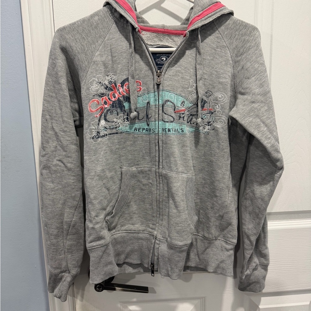 Gray Women's Hoodie with Pink Accents
